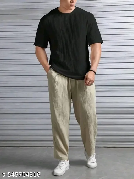 Men's Oversized Waffle Knit T-Shirt — 10