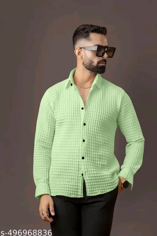 Men's New Fancy Popcorn Checked Full Sleeve Shirt — 3
