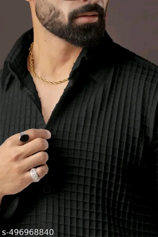 Men's New Fancy Popcorn Checked Full Sleeve Shirt — 1