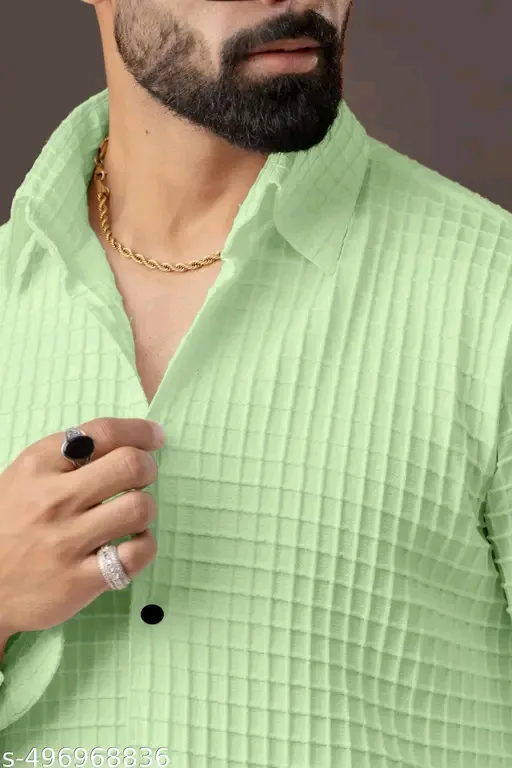 Men's New Fancy Popcorn Checked Full Sleeve Shirt — 4