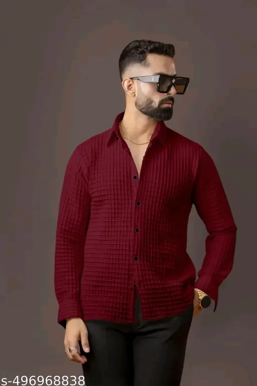 Men's New Fancy Popcorn Checked Full Sleeve Shirt — 5