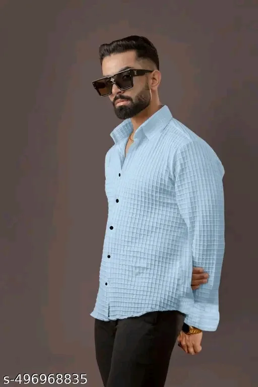 Men's New Fancy Popcorn Checked Full Sleeve Shirt — 9